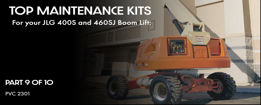 A JLG 400SC with the boom extended to work on the roof of a business. 