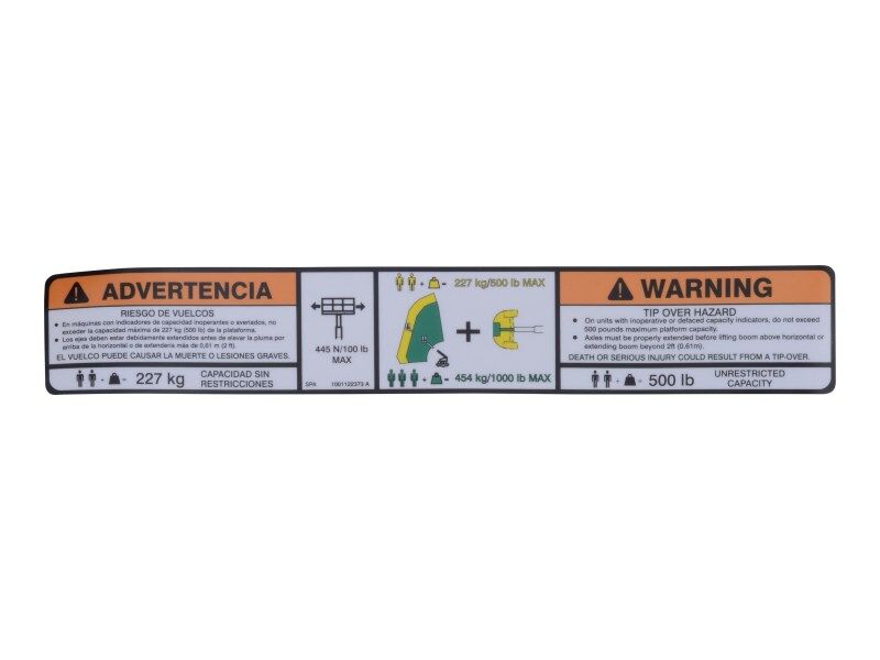 1001122373 Calcomanía, tapa doble de advertencia. | JLG