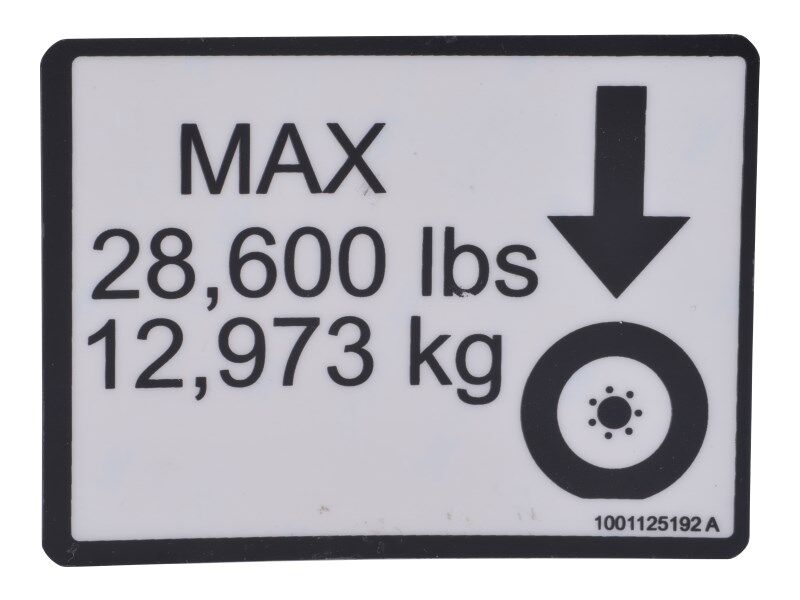 1001125192 Calcomanía, carga máxima de neumáticos | JLG