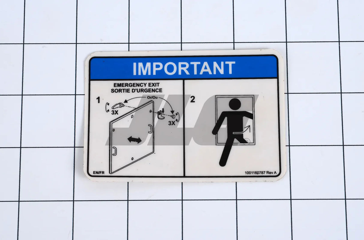 1001160787 Decal, Rear Emergency Exit | JLG