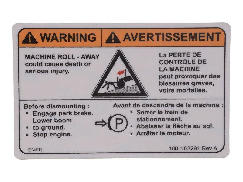 1001163291 Machine Roll Warning Decal