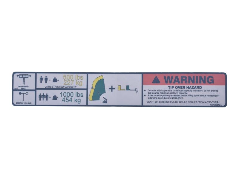 1001253543 Decal, Warning Dual Cap.(Ansi) | JLG