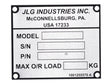 Part Number 1001255570 Sn Plate, Vert Detachable Part fits JLG