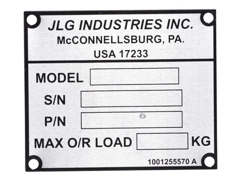 Part Number 1001255570 Sn Plate, Vert Detachable Part fits JLG