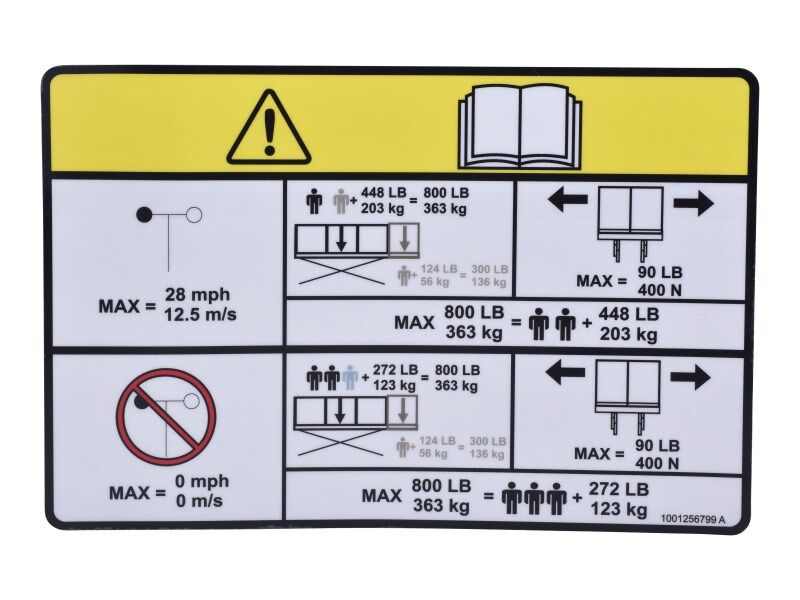 1001256799 Decal, Capacity, Single Ext | JLG