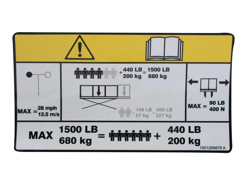 1001269878 Decal, Capacity 1500Lbs/680Kg | JLG