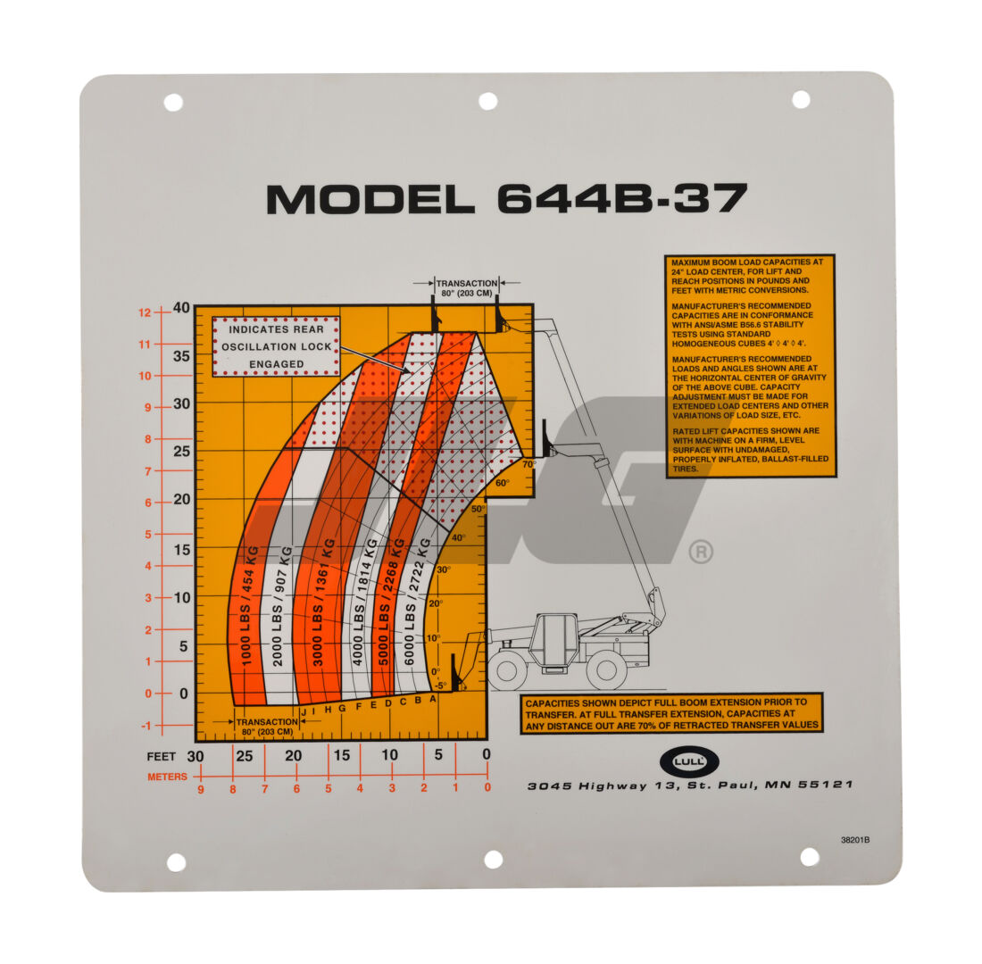 10238201 Flip Card, Model 644B-37 Load | JLG