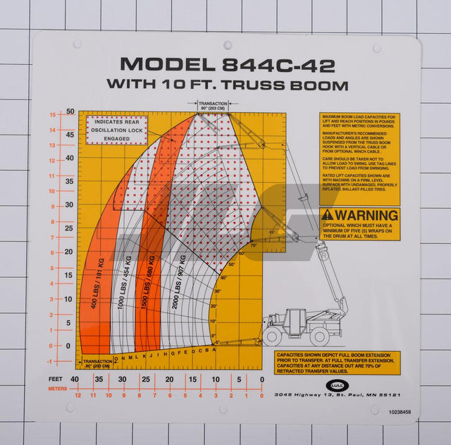 10238458 Flip Card, Model 844C-42 With | JLG - BHE Parts Store