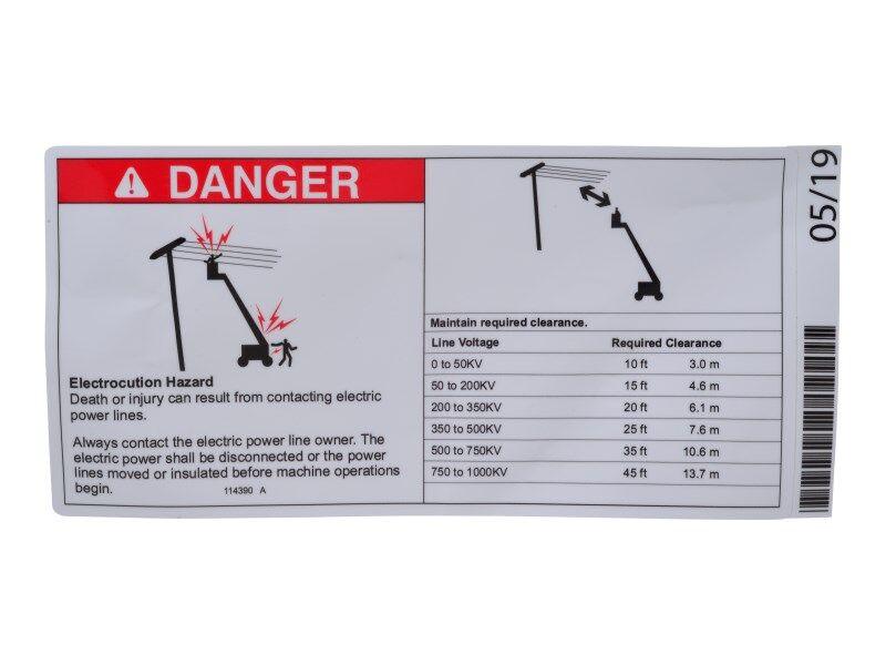 114390 Elec Hazard Danger Decal