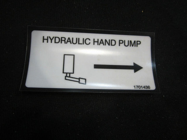 1701436 Hydraulic Hand Pump Decal 