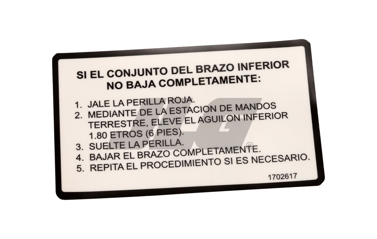 1702617 Calcomanía, lista de verificación | JLG