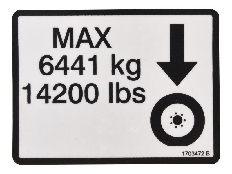 1703472 Decal, Max Tire Load | JLG