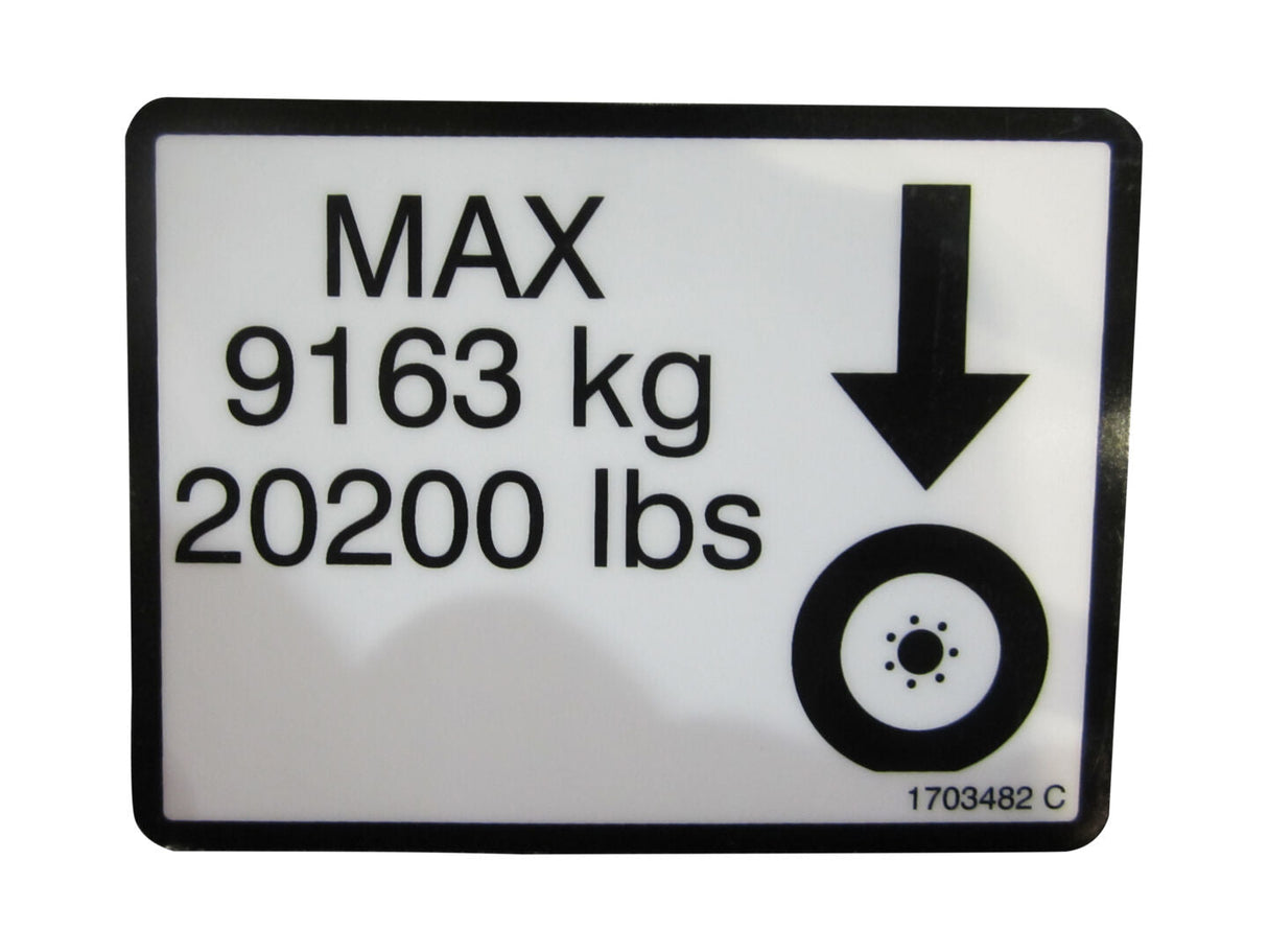 1703482 Decal, Max Tire Load | JLG