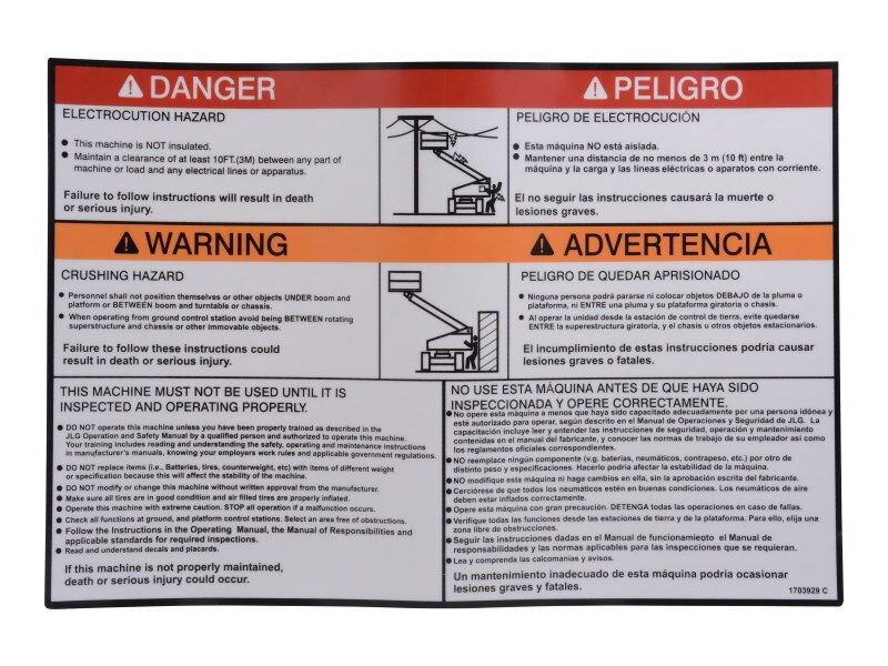 1703929 Calcomanía de advertencia MTB (Dom2) | JLG