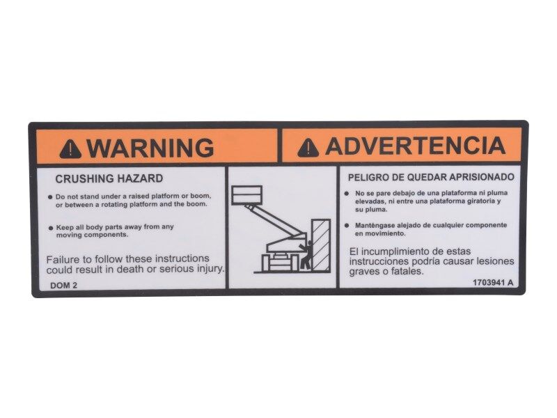 1703941 Calcomanía de advertencia de aplastamiento (Dom2) | JLG