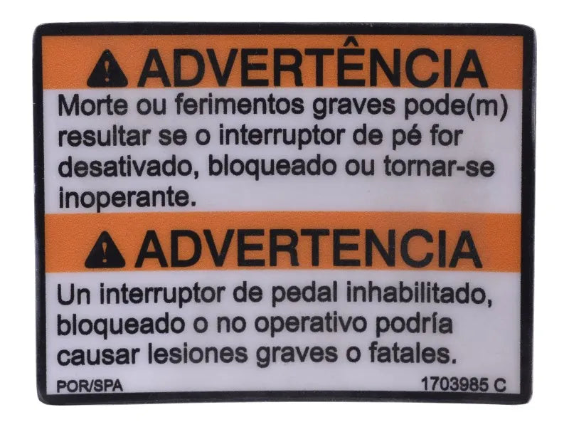 1703985 Calcomanía, interruptor de pie (Lat) | JLG