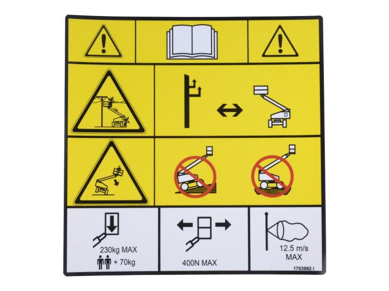1703992 Calcomanía de advertencia (Plat) Aus | JLG