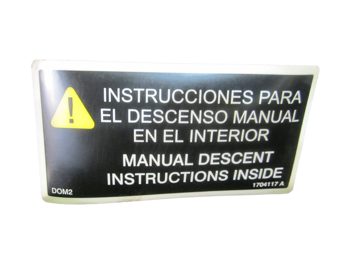 1704117 Calcomanía, Man Des Instr Insde (Dom2 | JLG
