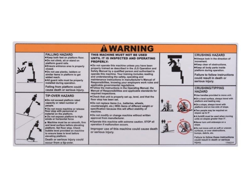 1704221 Decal, Warning | JLG