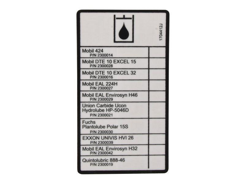1704412 Decal Oil Chart 
