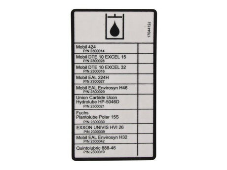 1704412 Decal Oil Chart 