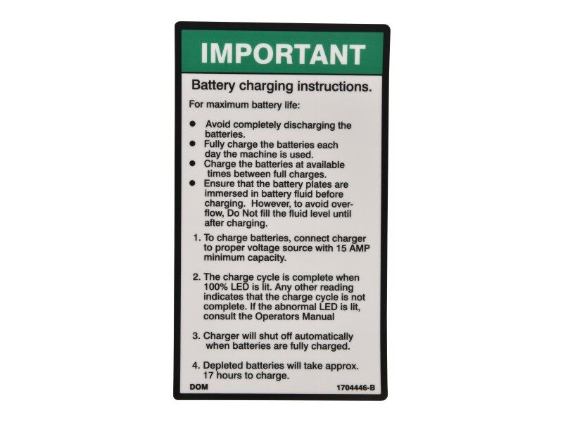 1704446 Decal, Charging Instr | JLG