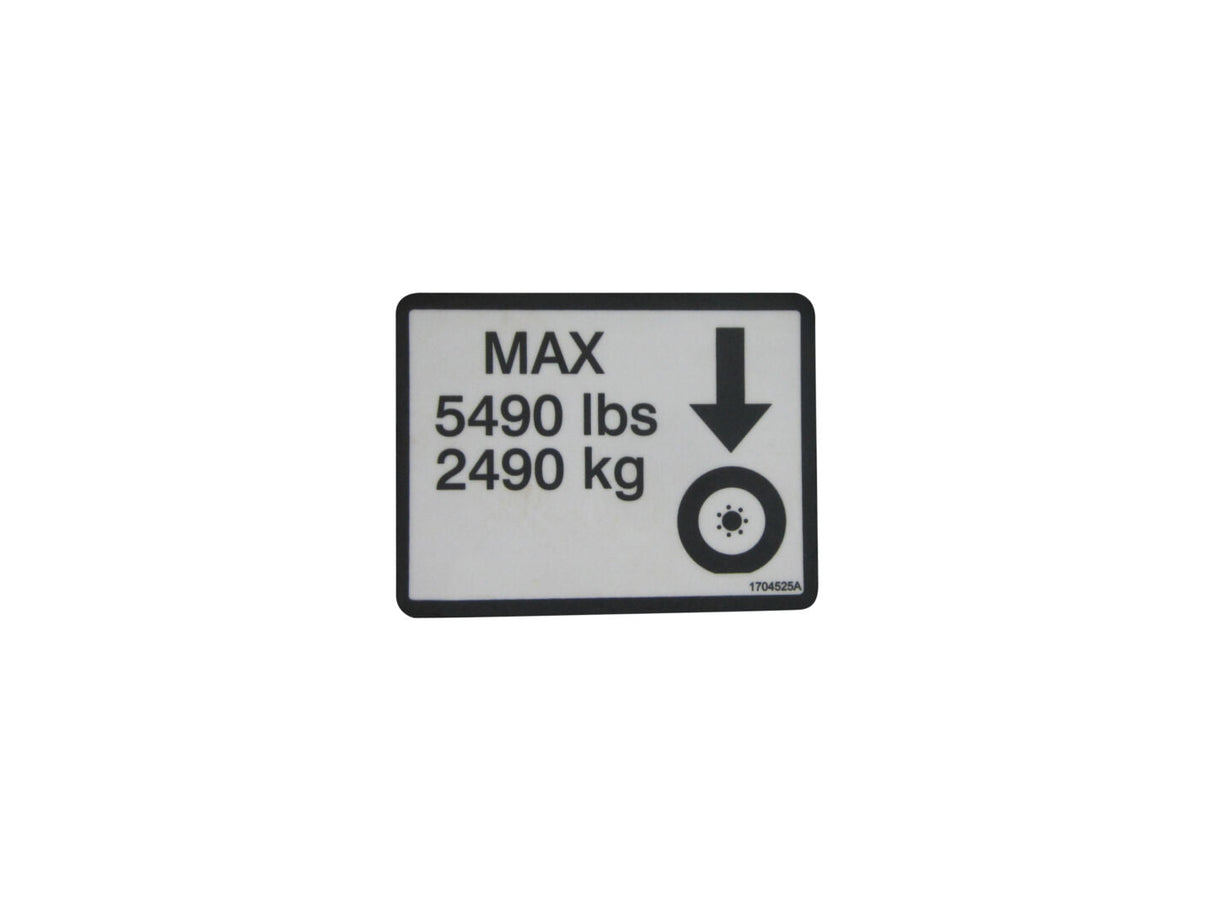 1704525 Decal, Max Tire Load | JLG