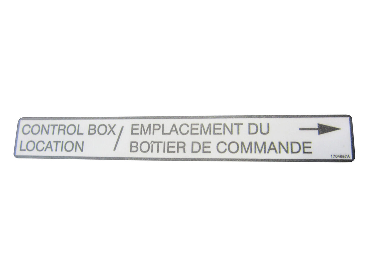 1704687 Calcomanía, ubicación de la caja de control | JLG