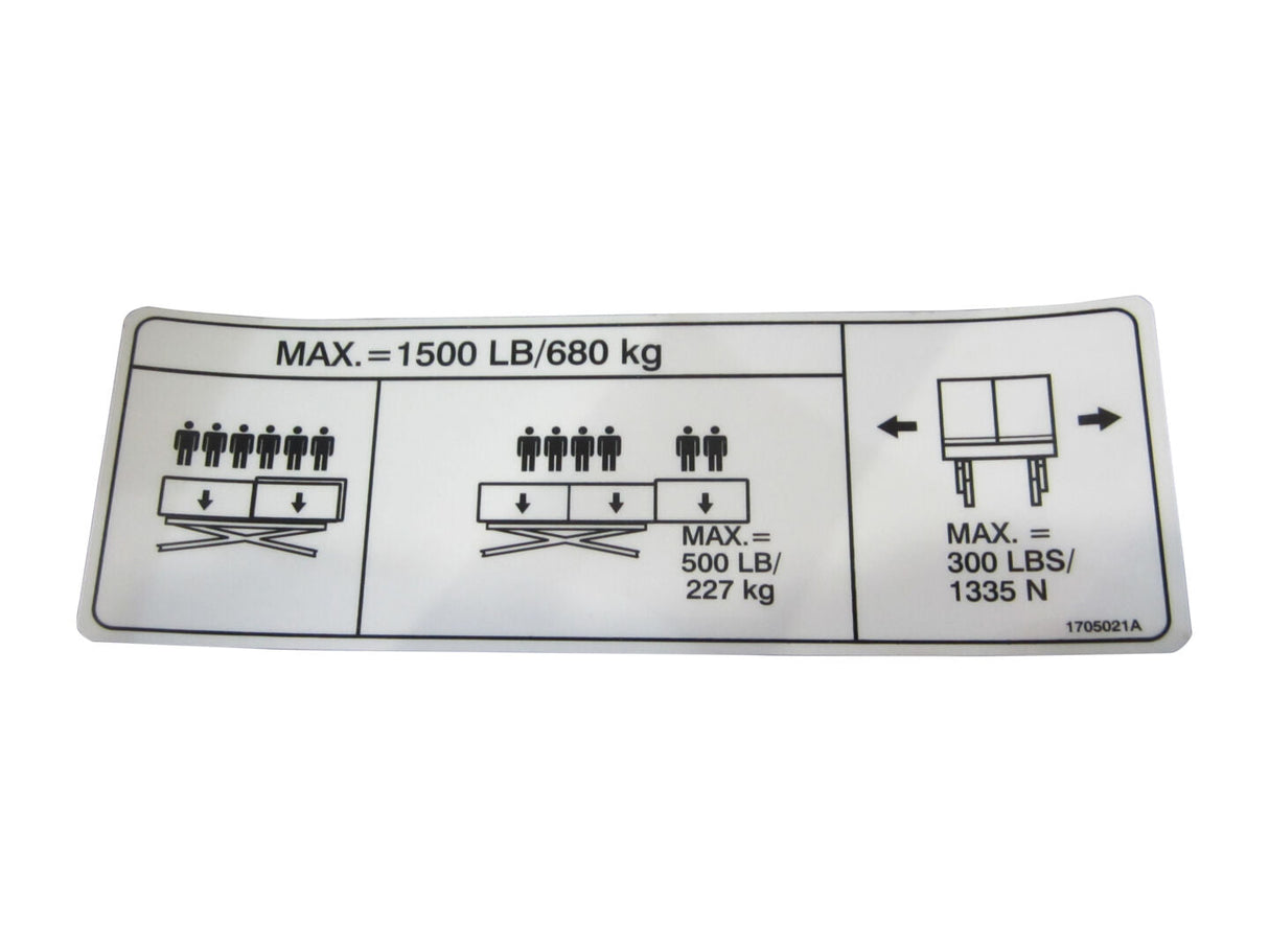 1705021 Decal Cap(1500Lb-681Kg)(Ext) | JLG