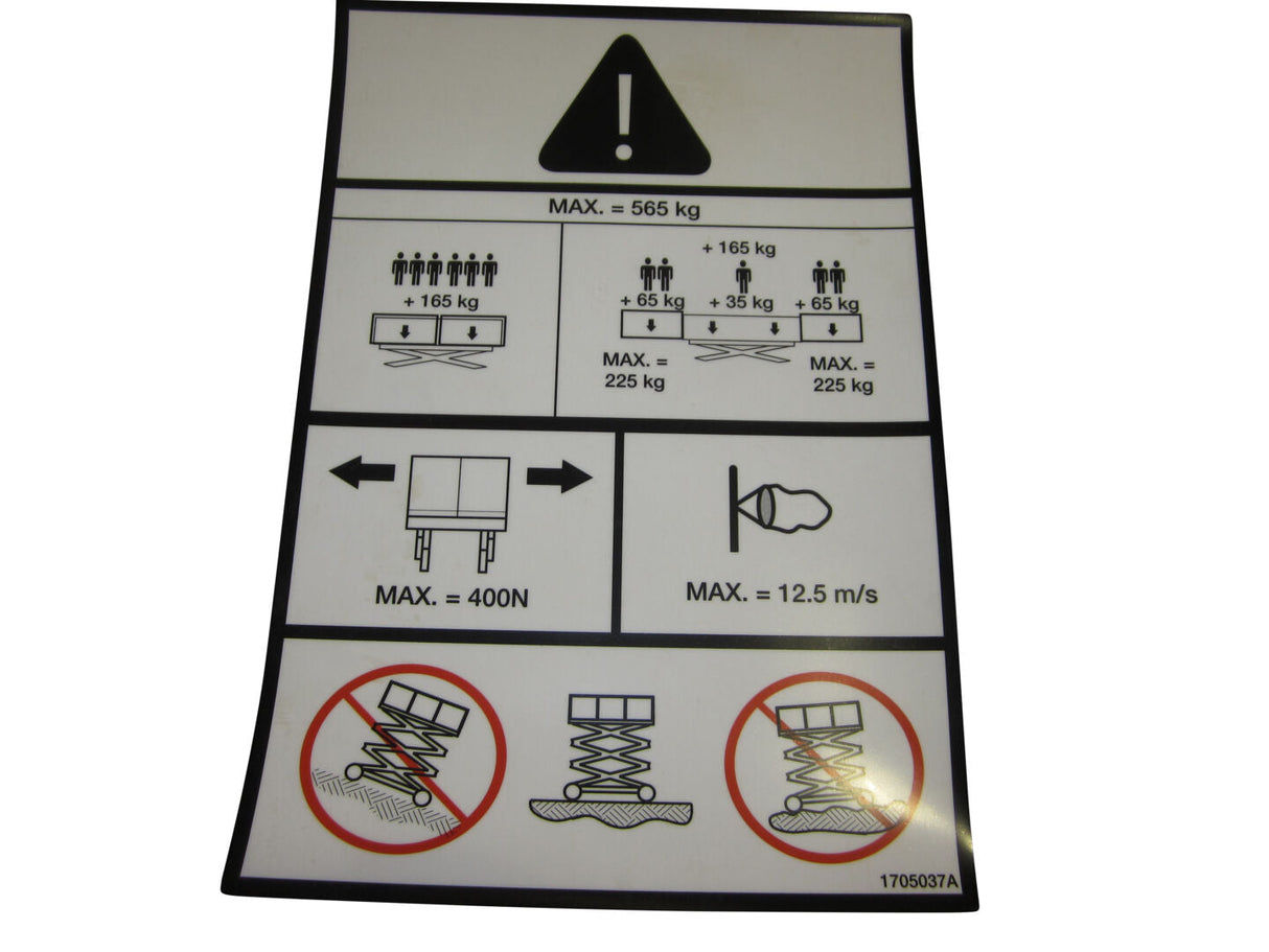 1705037 Decal, Cap (565Kg) (Dual Ext) | JLG