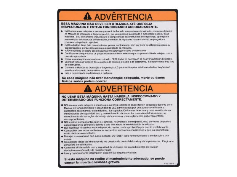 1705349 Decal, Inspection Por/Spa (1350S | JLG