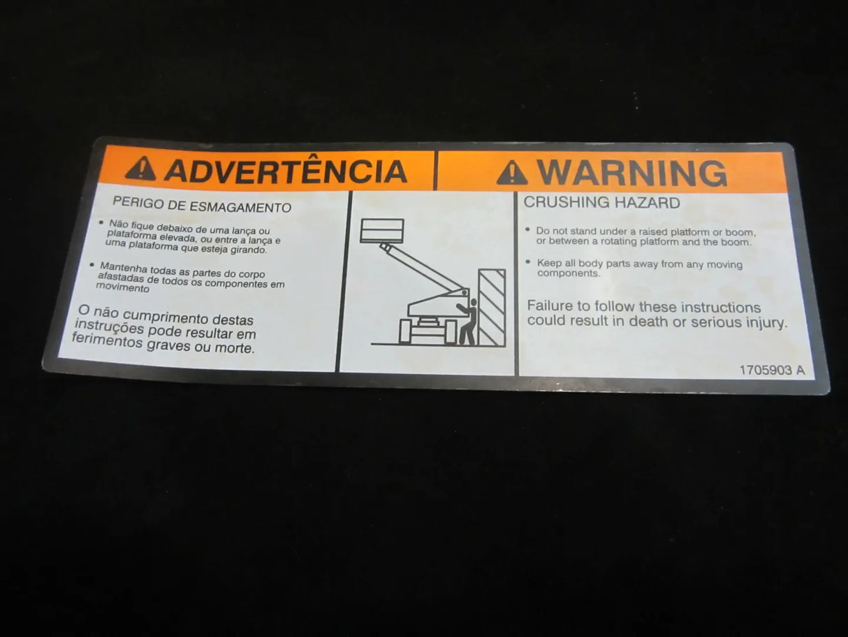 1705903 Decal, Warning Crush (Brz Por) | JLG