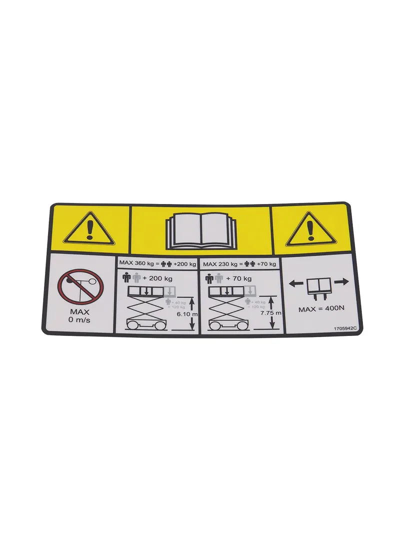 1705942 Decal, Capacity (230Kg, 360Kg) | JLG