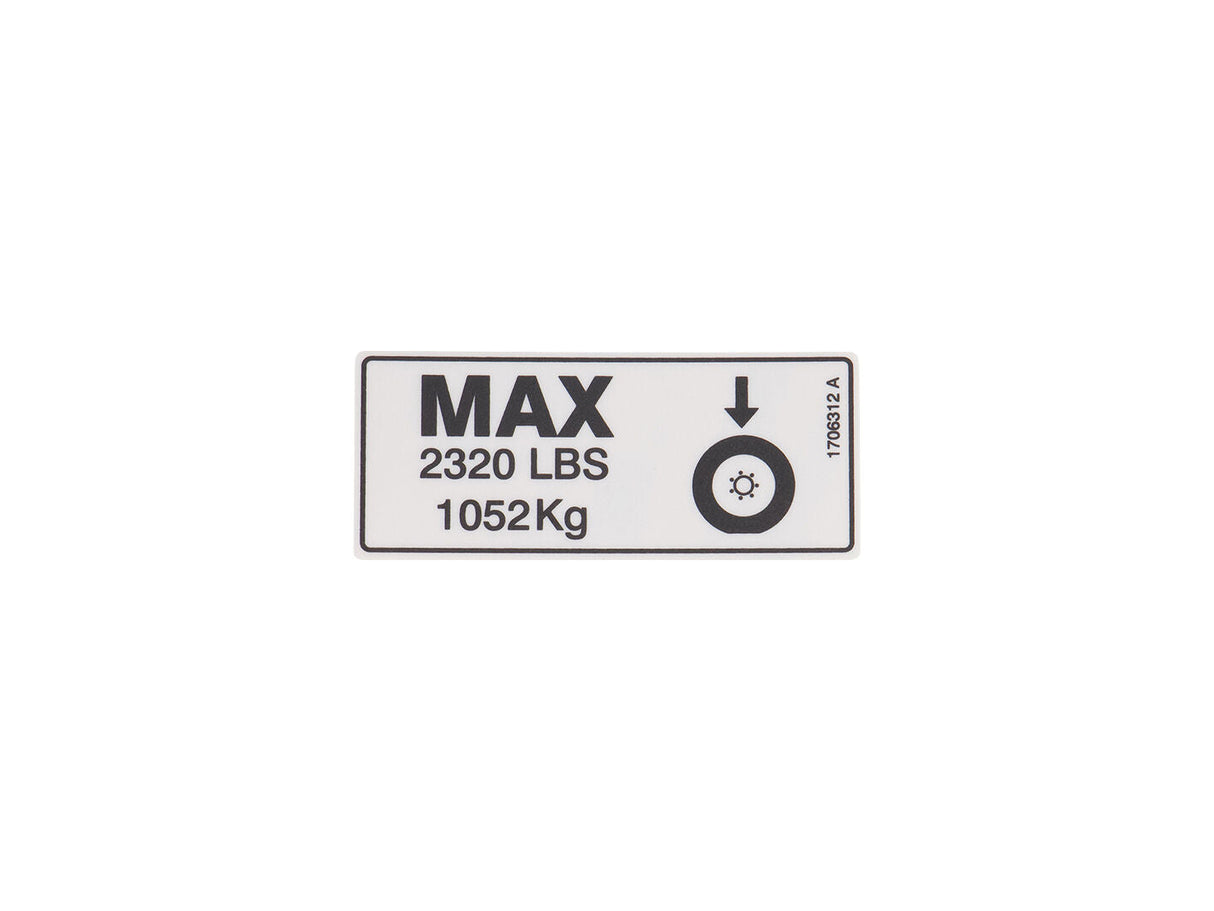 1706312 Calcomanía, carga de neumáticos (2320 lb/1052 kg) | JLG