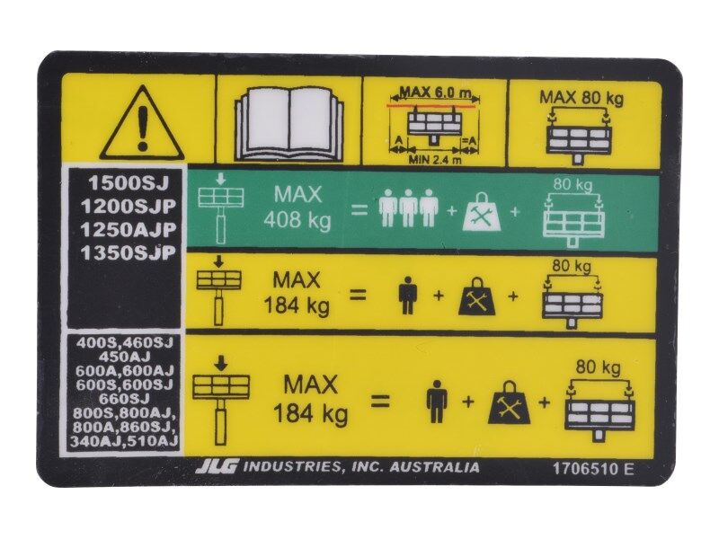 1706510 Decal Tube Rack Cap (Aus) | JLG