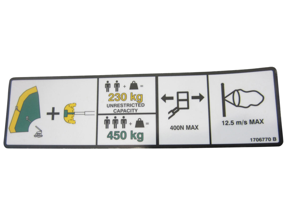 1706770 Decal, 500Lbs Capacity (Plf) | JLG