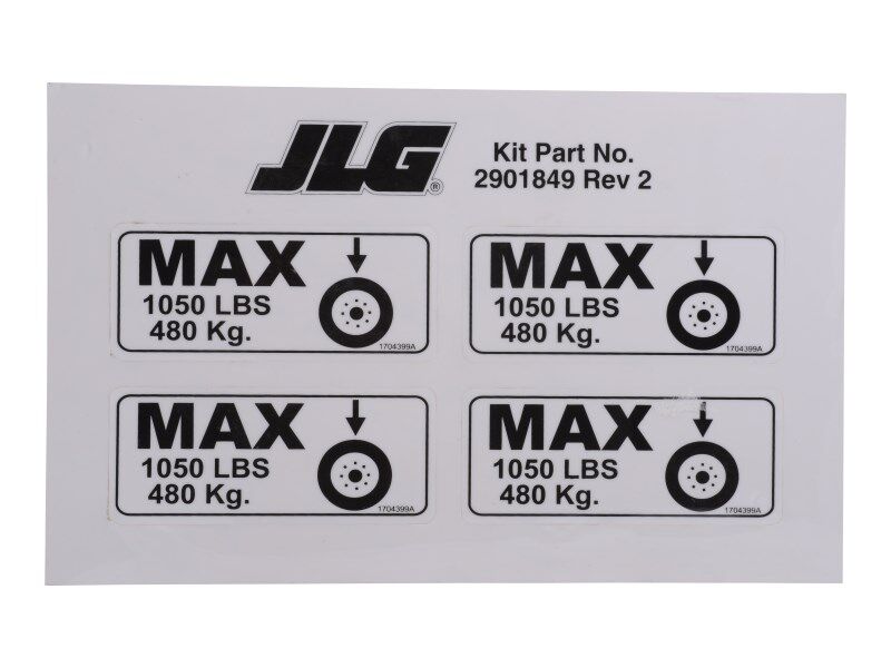 2901849 Kit, Wheel Load Decals 1932E2 | JLG