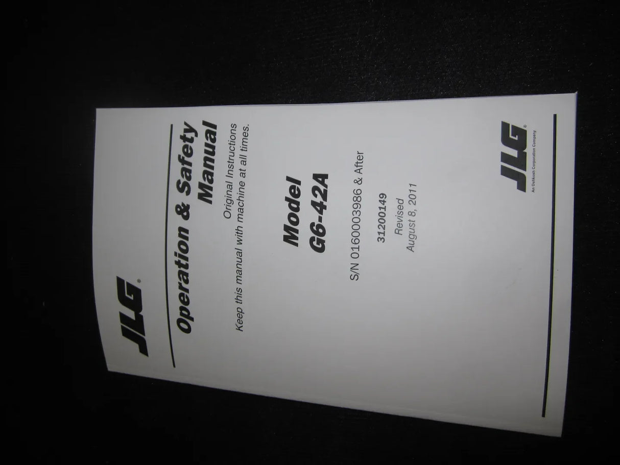 Part Number 31200149 G6-42A Operator & Safety Mnl fits JLG