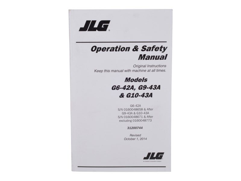 Part Number 31200744 G6-42A, G9/10-43A T4I Operator Man fits JLG