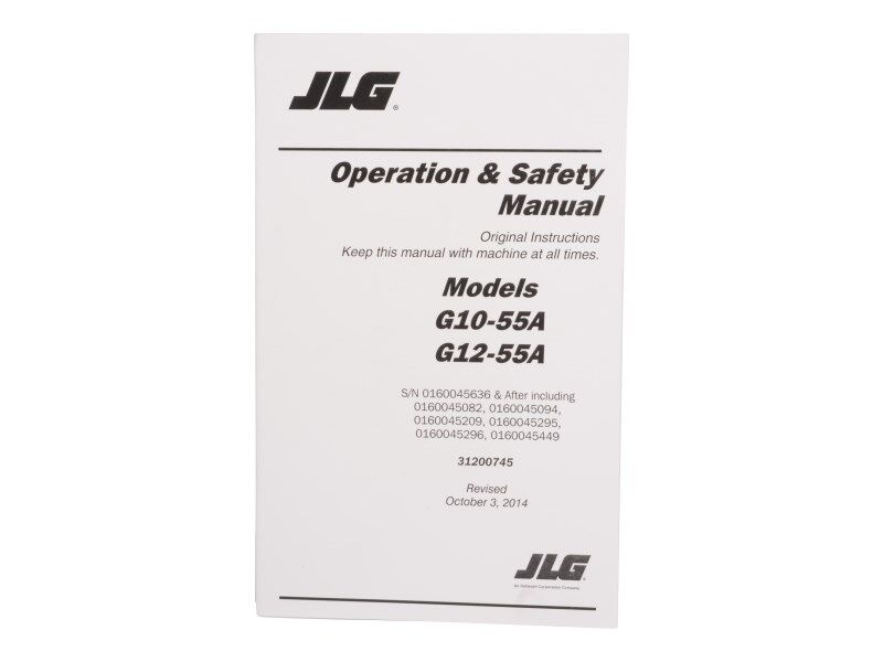 Part Number 31200745 G10/12-55A T4I Operator Man fits JLG