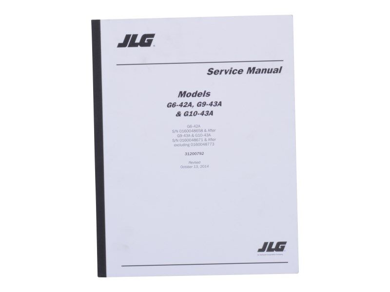 Part Number 31200792 G6-42A, G9/10-43A Serv Mnl fits JLG