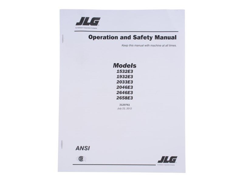 Part Number 3120761 1532E3-2658E3 Operator & Safety fits JLG