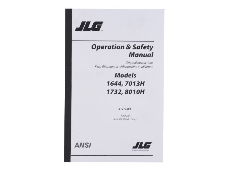 Part Number 31211284 1644, 1732 Operator & Safety Mnl fits JLG