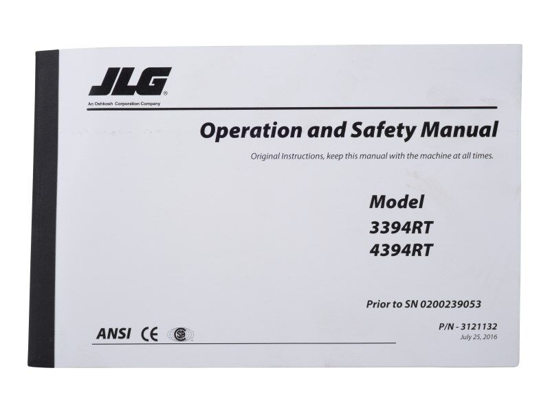Part Number 3121132 Mnl, 3394/4394Rt Operator <Sn239053 fits JLG
