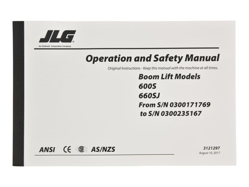Part Number 3121297 Mnl, 600S Gbl Oper fits JLG