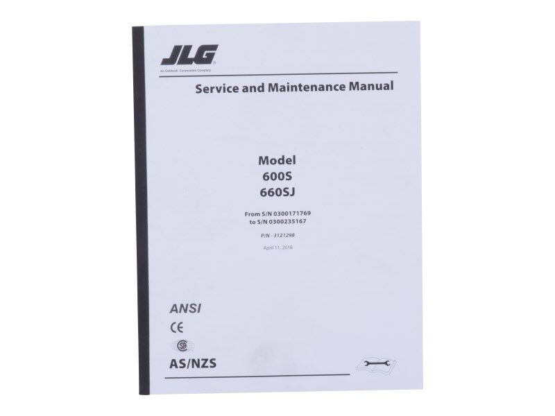 Part Number 3121298 Mnl, 600S Gbl Service fits JLG