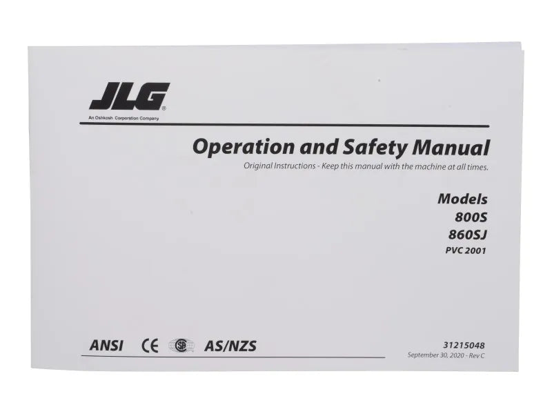 31215048 Manual, Operator 800S | JLG
