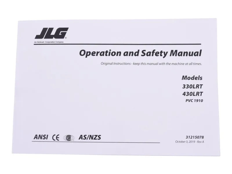 31215078 Manual, Operator 330/430Lrt | JLG