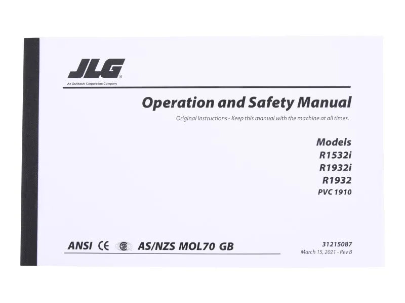 31215087 Manual, Operator 1532-1932R | JLG