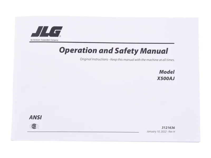 Part Number 3121636 Mnl, Global X500AJ Oper/Safety fits JLG